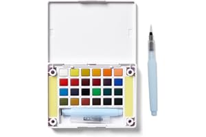 SAKURA XNCW-24N, 24 Assorted Watercolors Field Sketch Set with Brush