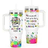 Temolulu Autism Mom Gifts, Autism Awareness Tumbler, 40 Oz Tumbler with Handle for Autism Mom