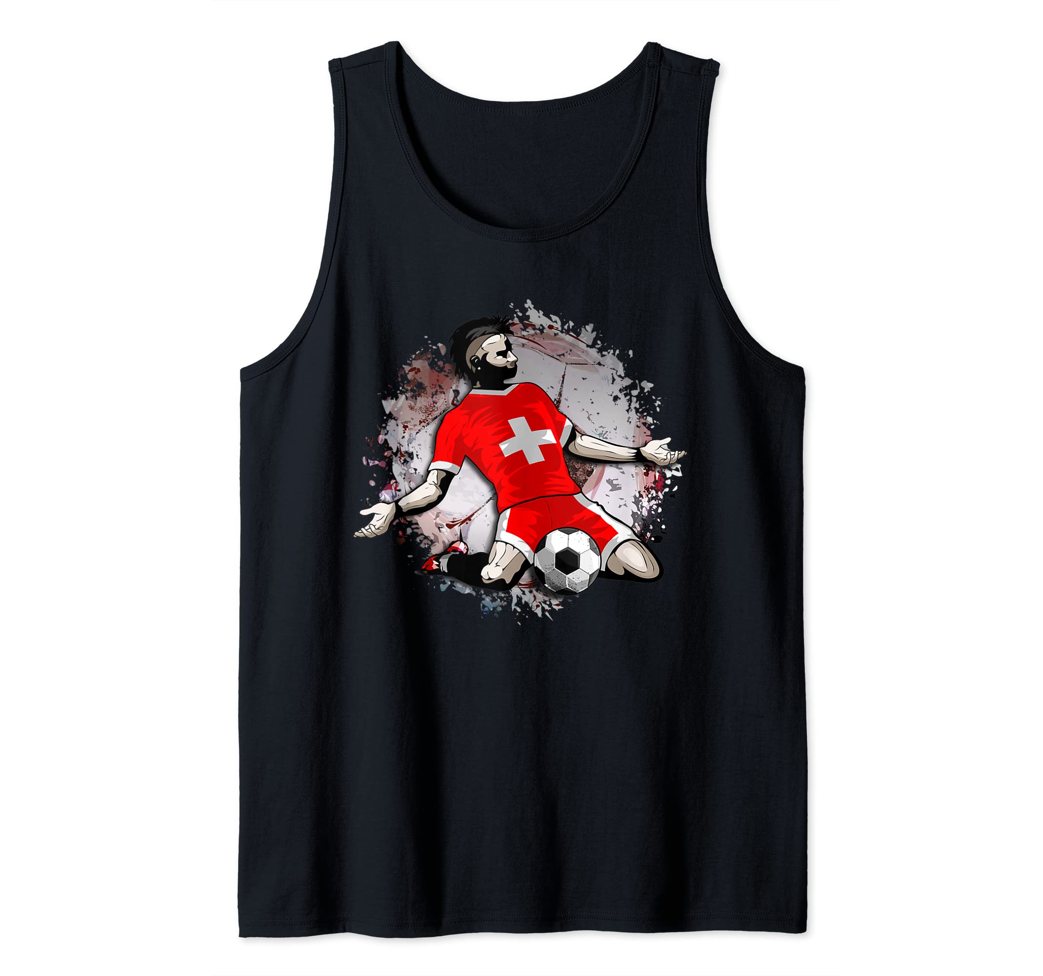 Switzerland Soccer Swiss National Flag Football Lovers Art Tank Top