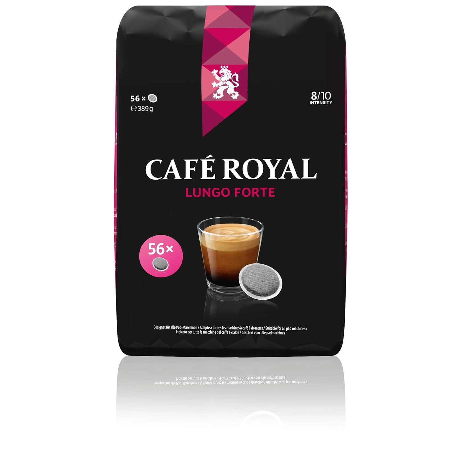 Café Royal Lungo Forte 56 kompatible Kaffeepads für Senseo®*, Intensität 8/10, 1er Pack (1 x 56 Kaffee-Pads)