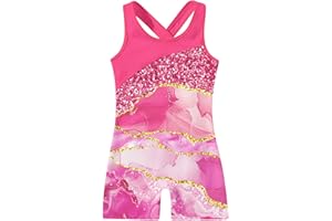 Kinberr Gymnastics Leotard for Girls Criss Cross Back Dance Bodysuit Outfit Sleeveless Unitard Biketard 4-10Y