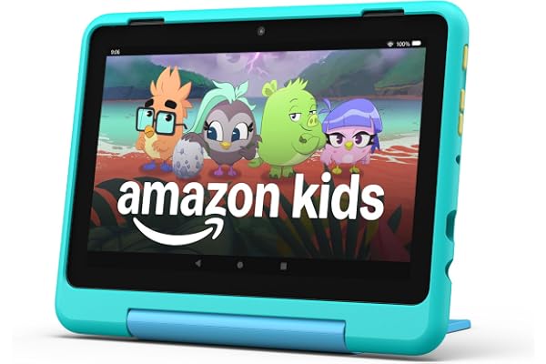 Amazon Fire HD 8 Kids Pro tablet (newest model), ages 6-12. Bright 8" HD screen, includes ad-free content, parental controls, 13-hr battery, slim case for older kids, 64GB, Hello Teal
