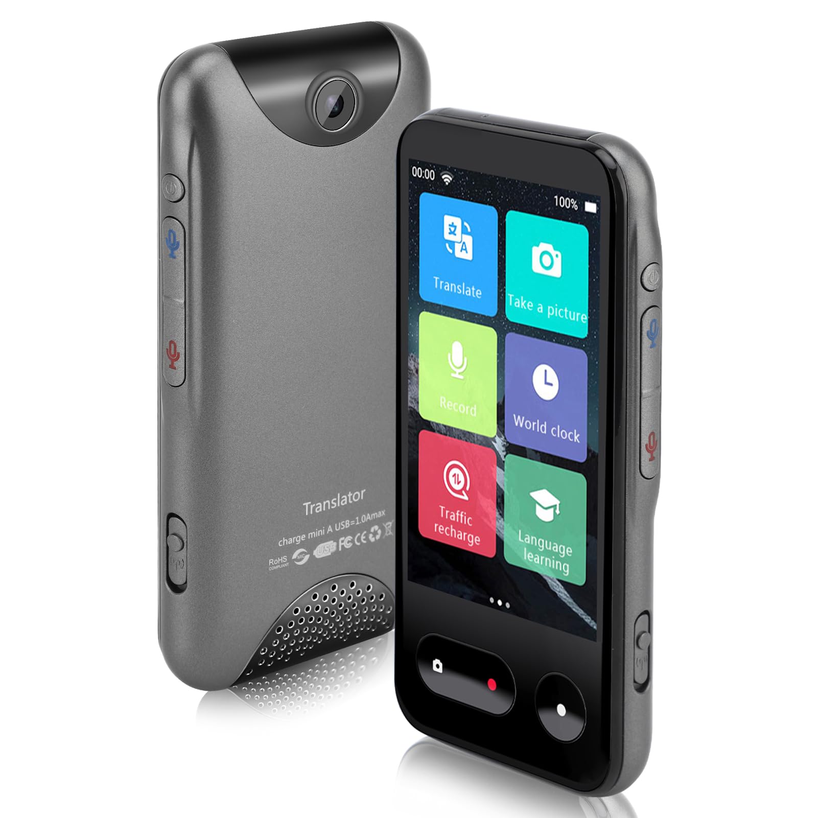 Gugxiom 4 inches screen Language Translator Device,Support 138 Languages Two Way Real-time Translator Device,Offline/Online/Photo Translation Devices for Travel