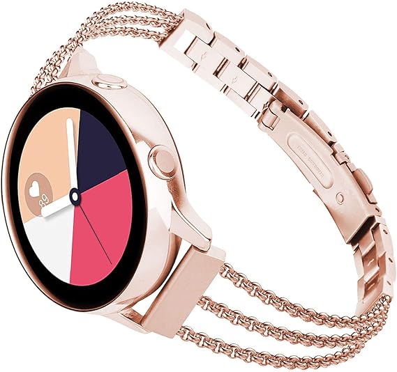 Amazon Com Torotop Compatible For Galaxy Watch 42mm Band Women Galaxy Watch Active2 44mm 40mm Bands 20mm Rose Gold Metal Stainless Steel Chain Bangle Bracelet Replacement Compatible For Samsung Active Bands