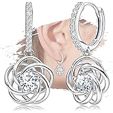 Sterling Silver Dangle Hoop Earrings Charms Flower Hypoallergenic Fashion Jewelry Dainty Birthday Gift for Women