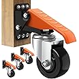 Ronlap Workbench Casters Wheels Kit 920 Lbs Capacity Retractable Casters Set of 4 Heavy Duty Side Mount 3" Lifting Casters Work Table Tool Bench Stepdown Castors Wheels 4 Pack