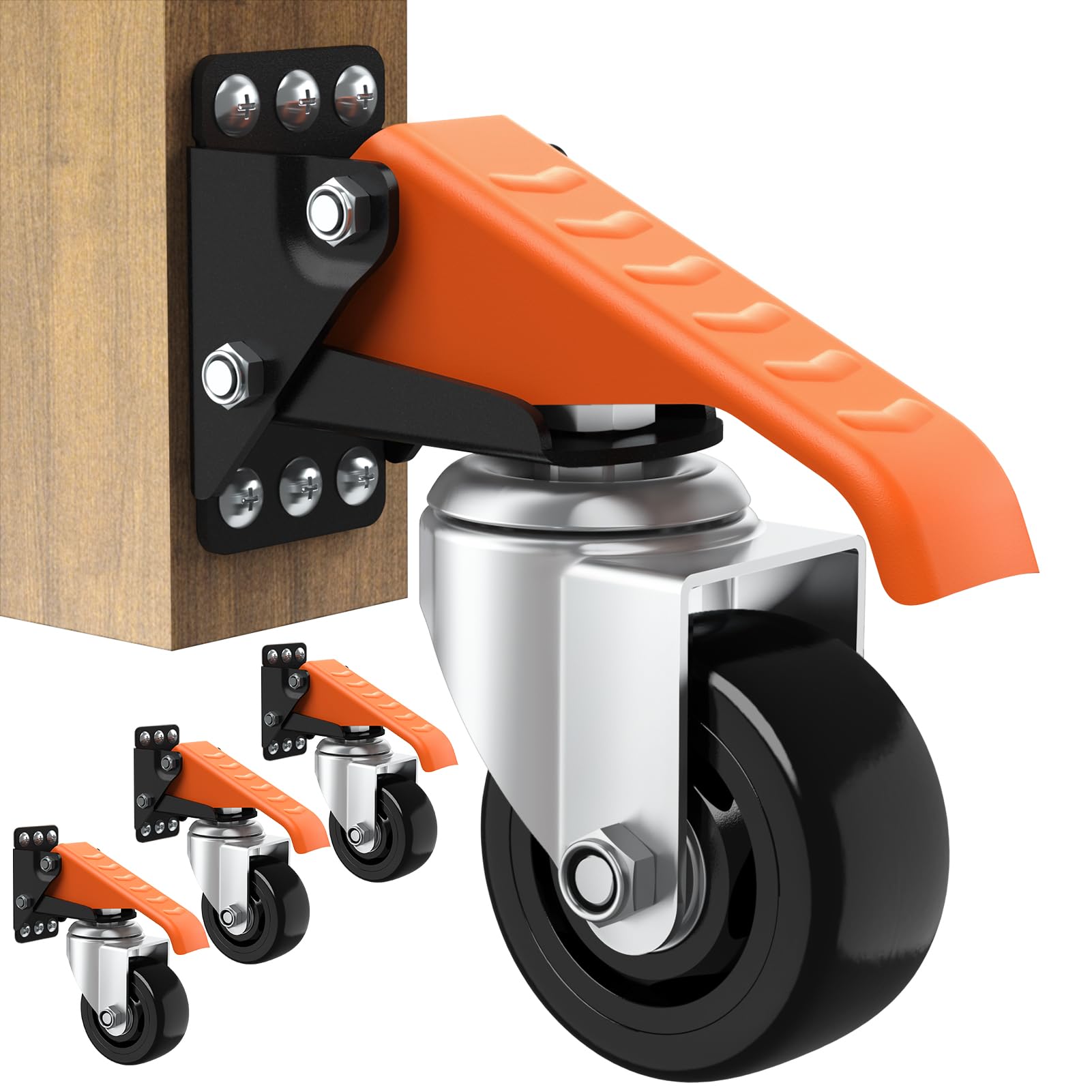 Photo 1 of Ronlap Workbench Casters Wheels Kit 920 Lbs Capacity Retractable Casters Set of 4 Heavy Duty Side Mount 3" Lifting Caster Work Table Tool Bench Stepdown Castors Wheels 4 Pack