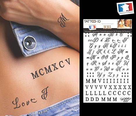 Tatouage Ephemere Temporaire Lettres Et Chiffres Romains Tattoo Id Xxl Hypoallergenique Fabrique En France 1 Planches 22 Cm X 14 5 Cm Homme Femme Amazon Fr Beaute Et Parfum Tatouage Ephemere Temporaire Lettres Et Chiffres Romains Tattoo Id Xxl Hypoallergenique Fabrique En France 1 Planches 22 Cm X 14 5 Cm Homme Femme Amazon Fr Beaute Et Parfum