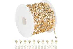 UMAOKANG 5 Meters Stainless Steel Jewelry Chain Enamel Chain for Jewelry Making Gold Plated Chain with Jump Rings and Lobster Clasps