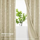 Deconovo Blackout Curtains 2 Panels 140x245 cm Star Design Eyelets Dark Beige view 4