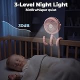 Amacool Pram Fan Battery Operated Stroller Fan 3 Speeds Pink view 6