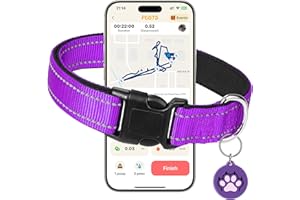Reflective Dog Collar with Adjustable Buckle Safety Nylon for Dog, Purple XS, with C11 Anti-Lost Smart Pet ID Tag