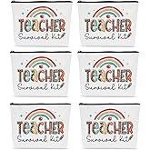 Sldpngo 6PCS Teacher Survival Kit Makeup Bag Teacher Gifts for Women Teachers Halloween Christmas Birthday Appreciation Gift for Woman Gifts for Teachers Women Cosmetic Bags