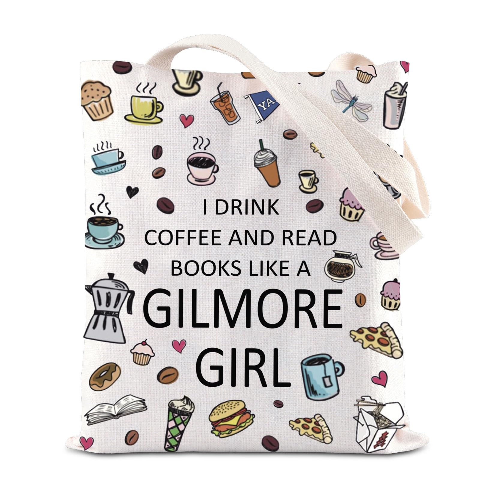 BAUNA TV Show Merchandise Book Sleeve Girl Inspired Book Cover Book Lovers Gift Coffee Lovers Gift Luke’s Diner Gift Movie Fandom Gift (Gilmore Tote)
