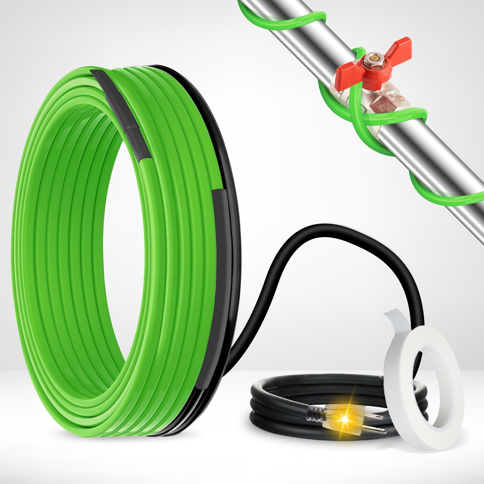 Photo 1 of MAXKOSKO 12 Feet Pipe Heat Cable for Water Pipe Freeze Protection, Self-Regulating Heat Tape for Metal And Plastic Home Pipes, Anti-Freeze Pipe Heating Trace System 120 V