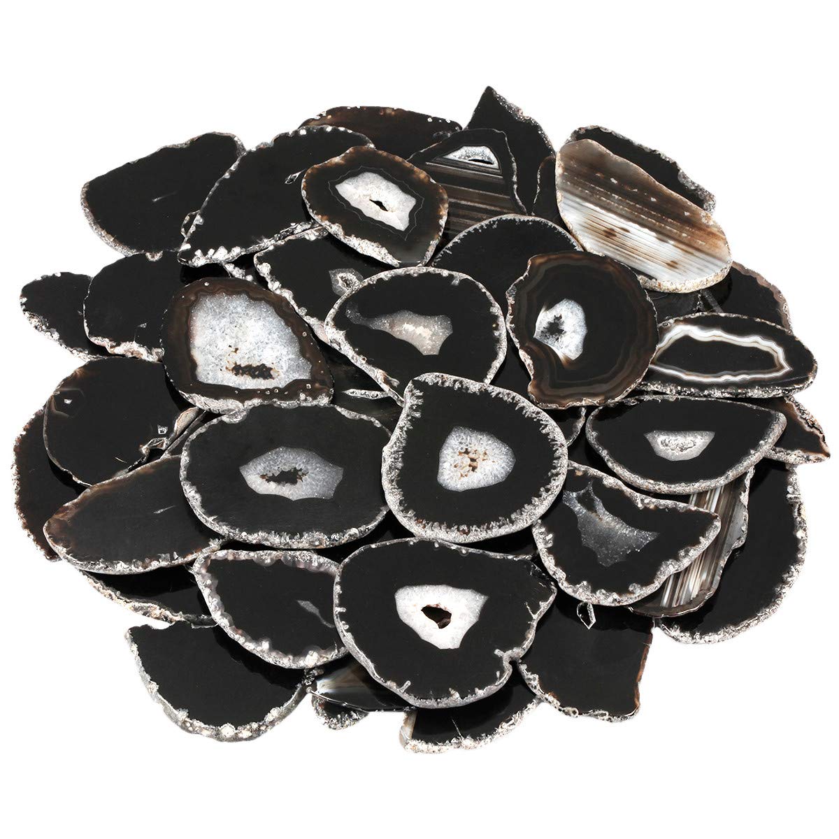 KYEYGWO 10 Pcs Polished Agate Geode Slices Stone for Home Decoration, Irregular Healing Crystals for Jewelry Making, Place Cards for Weddings