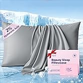 Instant Chill Cooling Pillowcase for Hot Sleepers, 2% HA Infused Pillowcase Hydrates Skin & Hair, Reduces Wrinkles & Frizz, Softer Than Silk Pillow Cases, Pillow Covers Standard (Light Gray, 1 Pack)