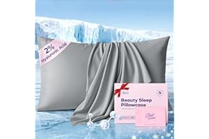 RIFENS Instant Chill Cooling Pillowcase for Hot Sleepers, 2% HA Infused Pillowcase Hydrates Skin & Hair, Reduces Wrinkles & Frizz, Softer Than Silk Pillow Cases, Pillow Covers Standard (Light Gray, 1 Pack)