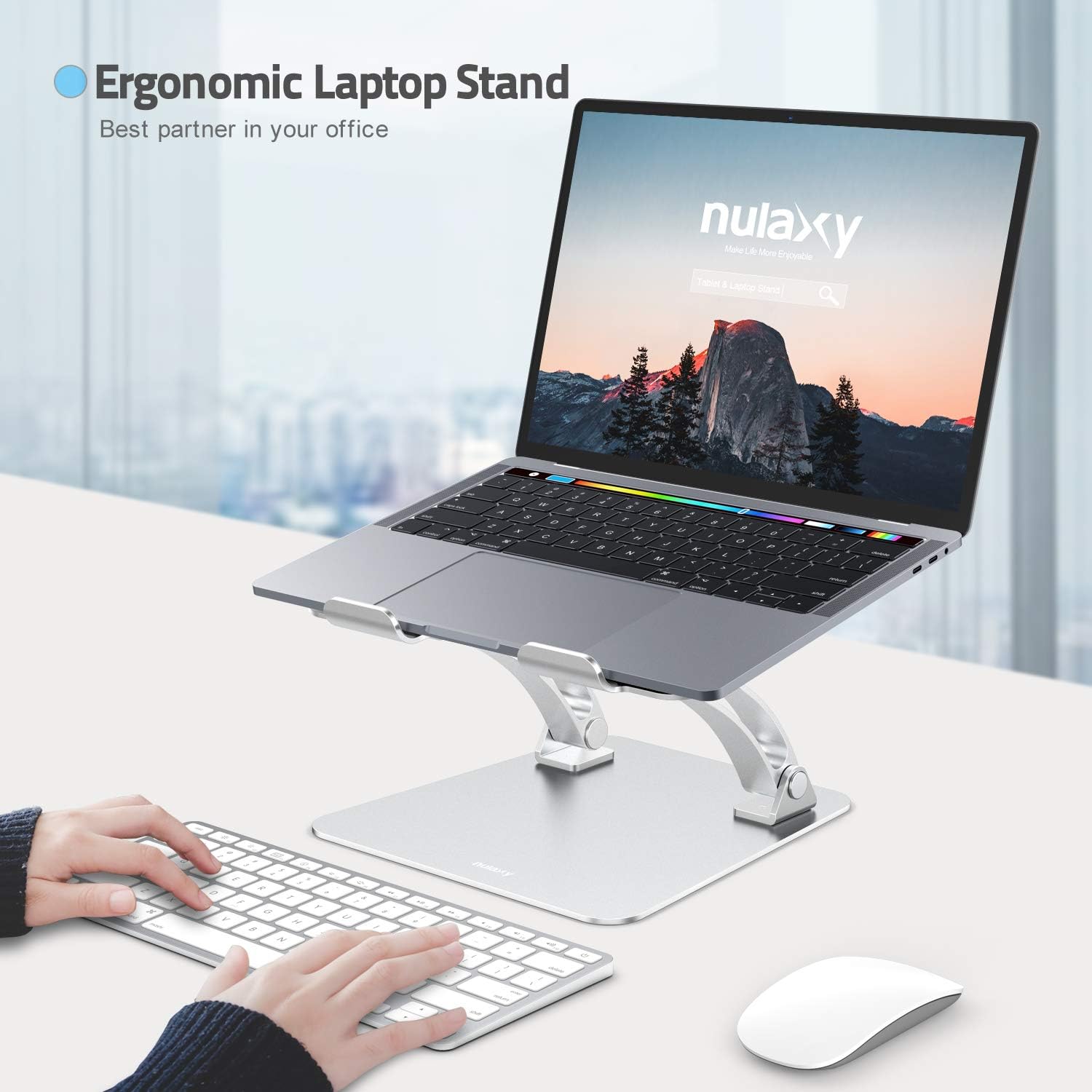 Nulaxy Laptop Stand, Ergonomic Height Angle Adjustable Computer Laptop Holder Compatible with MacBook, Air, Pro, Dell XPS, Samsung, Alienware All Laptops 11-17", Supports Up to 44 Lbs-Silver: Office Products