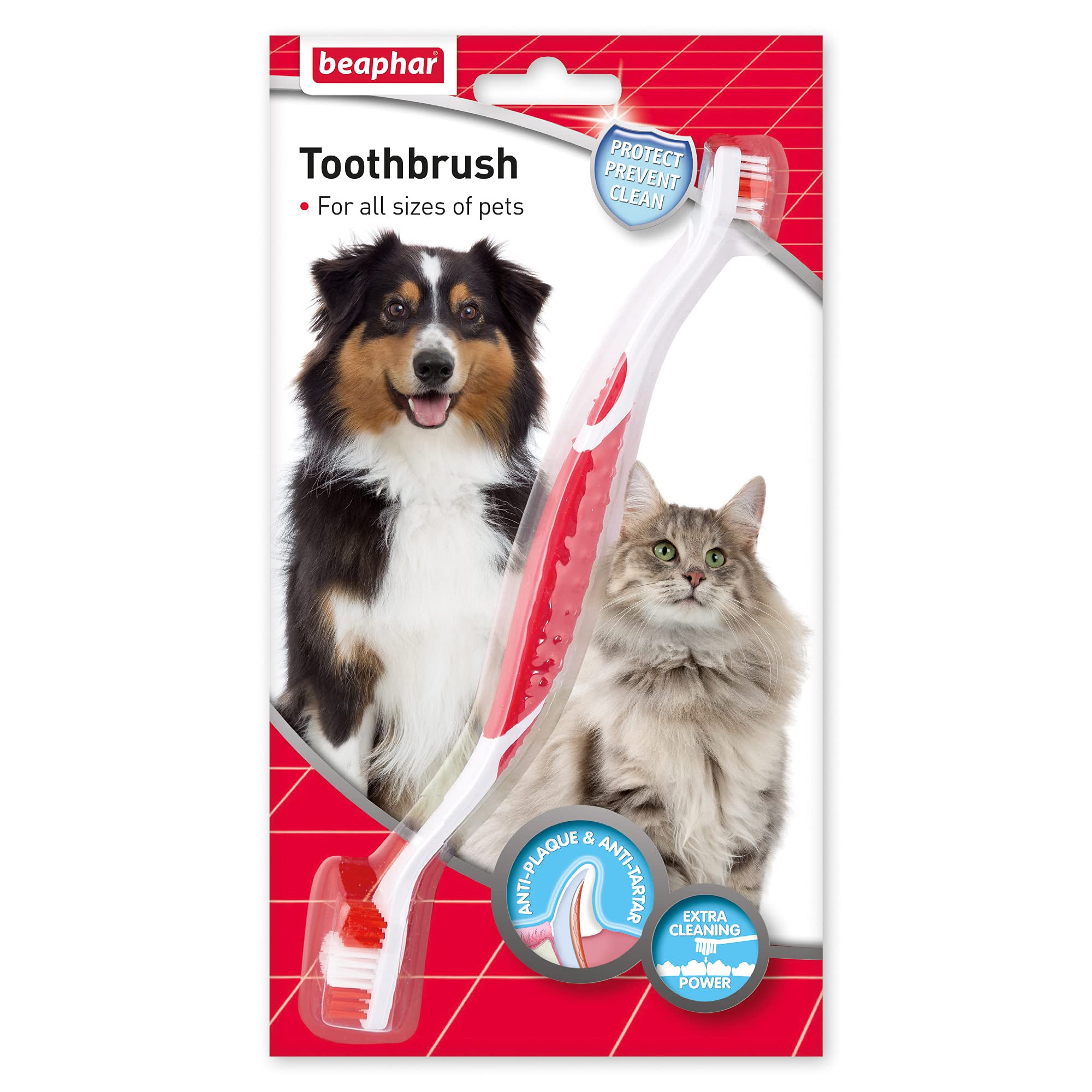Beaphar - Double-Ended Toothbrush - Dental Care for Dogs & Cats - Targets Hard-to-Reach Areas - Helps Prevent Bad Breath & Combat Plaque - Suitable for All Mouth Sizes