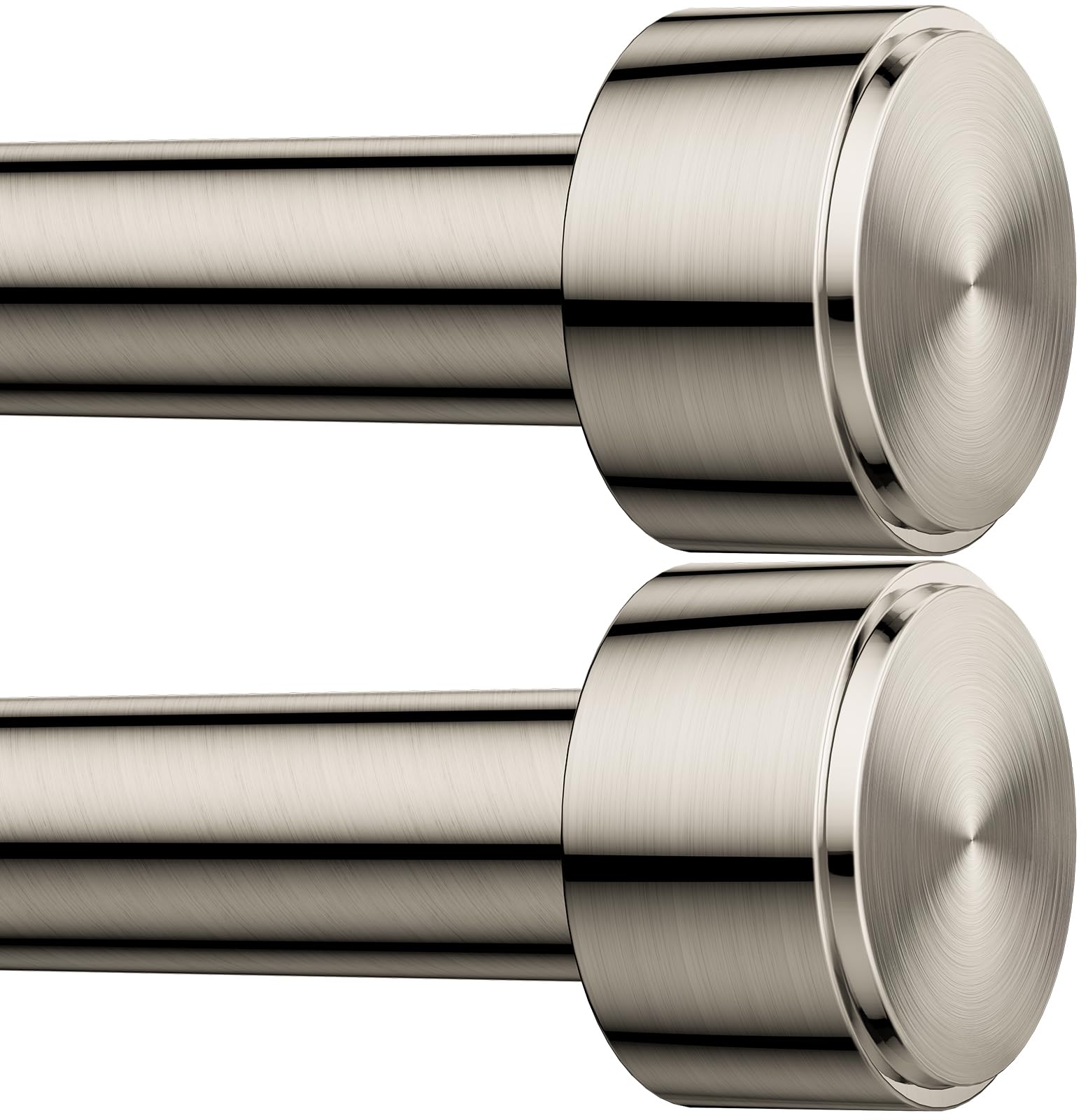 Photo 1 of 2 Pack Curtain Rods for Windows 32-120 Inch, 1 Inch Adjustable Nickle Curtain Rod Set with Brackets, Easy Install