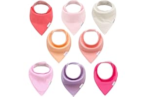 ALVABABY Baby Drool Bandana Bibs 8 Pieces of Bibs For Drooling Teething Feeding Reusable Adjustable Snap Super Absorbent 100%