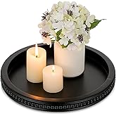 Round Wood Tray/w Wood Bead Garland 13