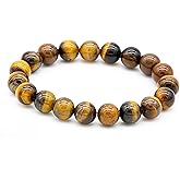 10mm Natural Tiger’s Eye Gemstone Bracelet – Protection • Confidence • Grounding