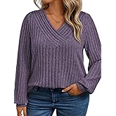 VISLILY Womens-Plus-Size-Tops Trendy V Neck Casual Long Sleeve Shirts Lightweight Knit Sweaters Cute Pullover Tunics Blouses