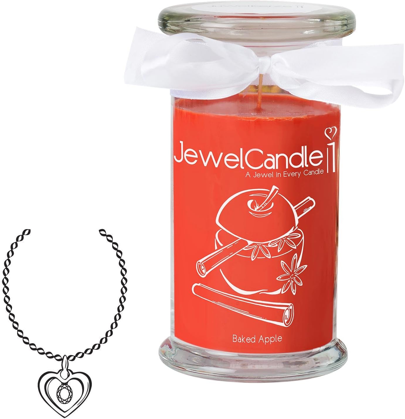 JewelCandle Baked Apple Bougie Parfumée avec Bijou Surprise en Argent
