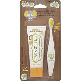 Jack N Jill Baby &amp; Toddler Toothbrush, 1 Banana Fluoride Free Toothpaste | Non Toxic Kids Toothbrush, Extra Soft Bristles, Suitable from First Tooth, Toothpaste with No Artificial Dyes