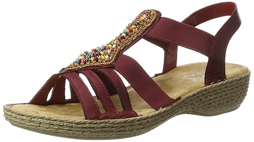 Rieker Damen 65841 Offene Sandalen mit Keilabsatz