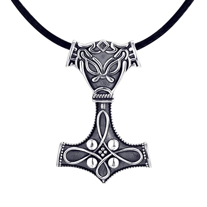 JO WISDOM Thors Hammer Kette Silber 925 Mjölnir Anhänger Wikinger Schmuch für Herren Damen