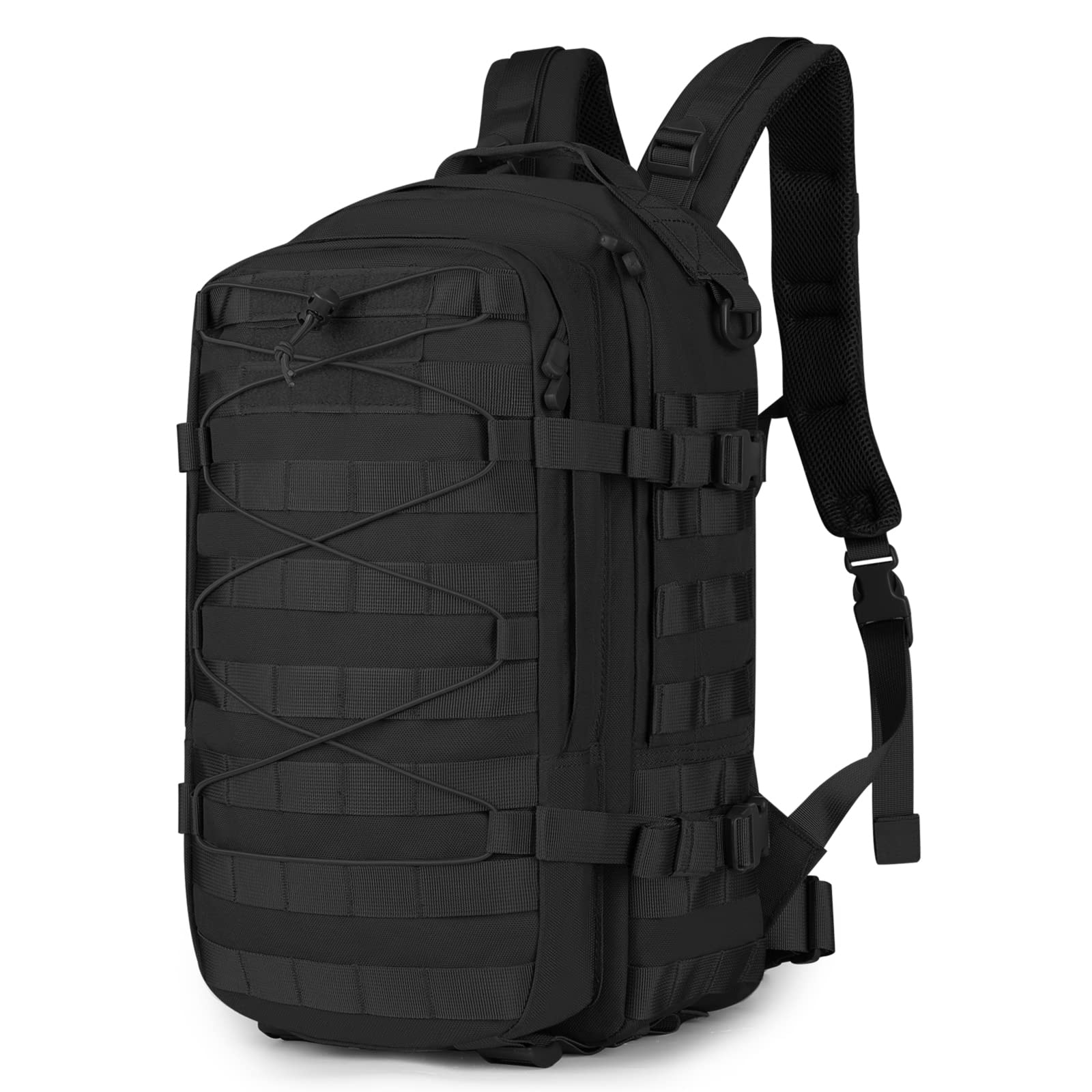 HUNTVP Military Backpack, 20L Tactical Rucksack Small Work Bag Molle Daypack Army Motorcycle Backpacks for Men Women Camping Cycling School Travelling Hiking Trekking Hunting Sport(20l-Black)