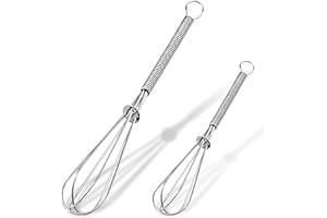 Anaeat Mini Wire Whisks, Set of 2 Portable Stainless Steel Kitchen Tiny Whisk & Egg Beater with Thick Wire - Sturdy Small Mix