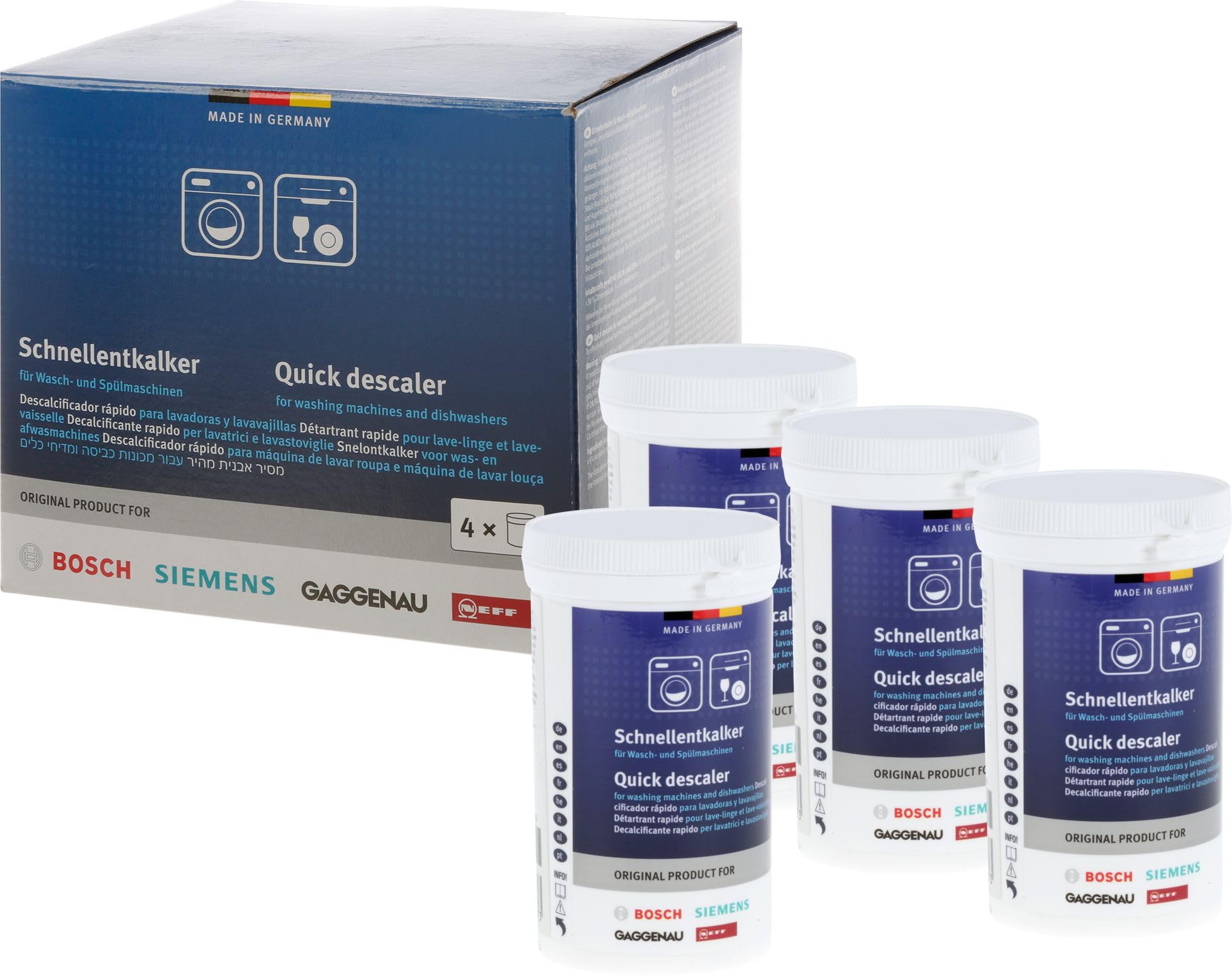 Bosch 00311922 Washing Machine and Dishwasher Descaler, Pack of 4