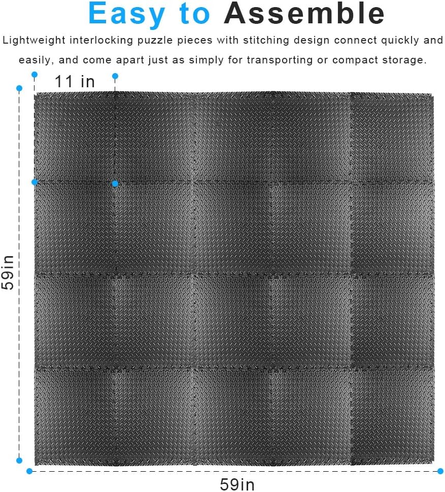 StillCool Puzzle Exercise Floor Mat, EVA Interlocking Foam Tiles Exercise Equipment Mat with Border - for Gyms, Yoga, Outdoor Workouts, Kids (E. 20 Square Feet (20 Tiles) - Black) : Sports & Outdoors