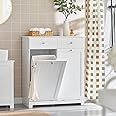 Haotian Tilt-Out Bathroom Laundry Cabinet Hidden Hamper Organizer with Double Baskets and Drawers Storing Unit Storage Chest Cupboard, White BZR33-W