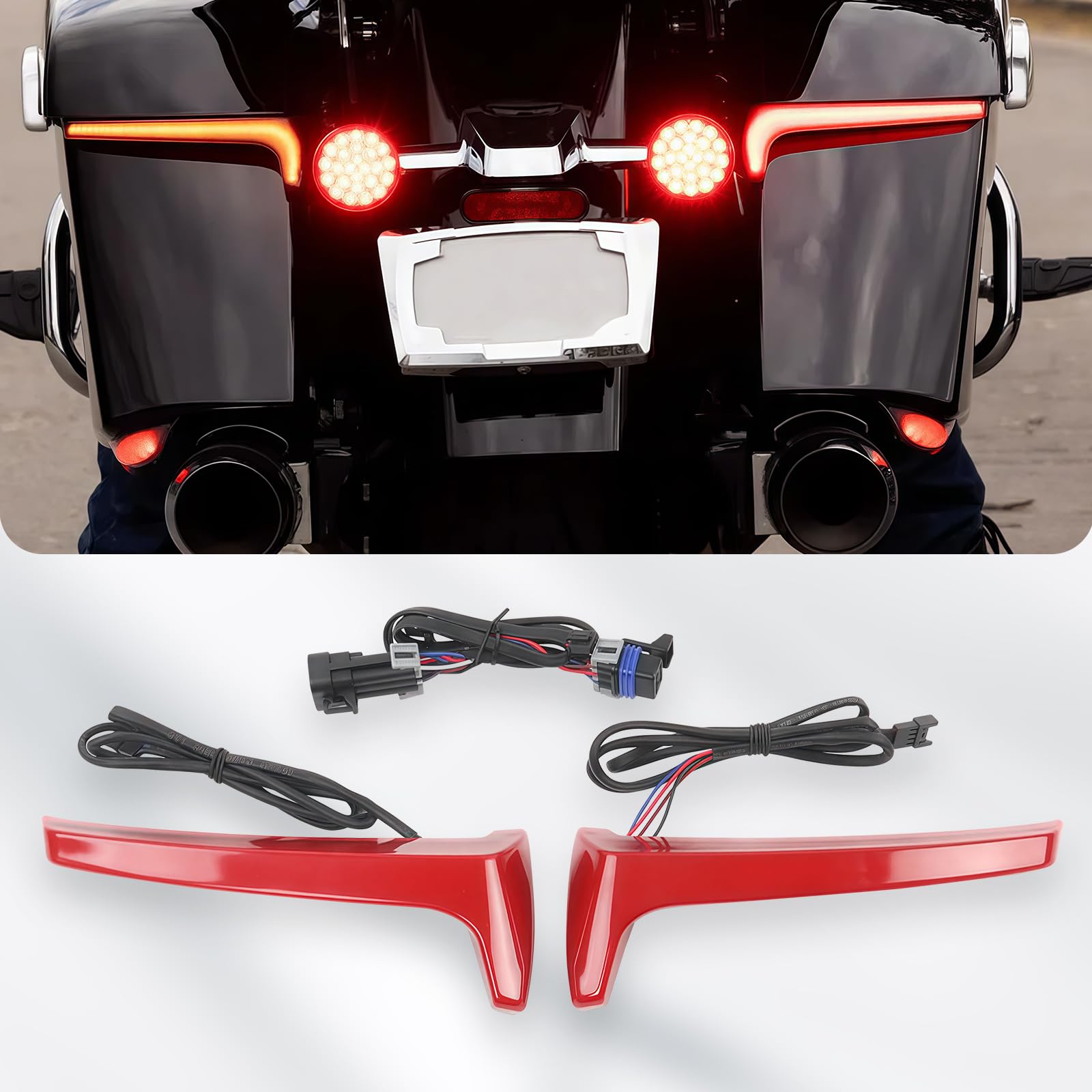 Photo 1 of FWXEOZ Motorcycle Rear Side Saddlebag Tracer LED Lights Indicator Run Turn Signal Brake Lighting Fits for Indian Challenger Models 2021-2023 Pursuit Models 2022-2023 Motorbike Signal Navigation Lamps