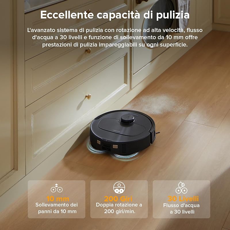 QV 35A Set Robot Aspirapolvere Lavapavimenti, Antigroviglio