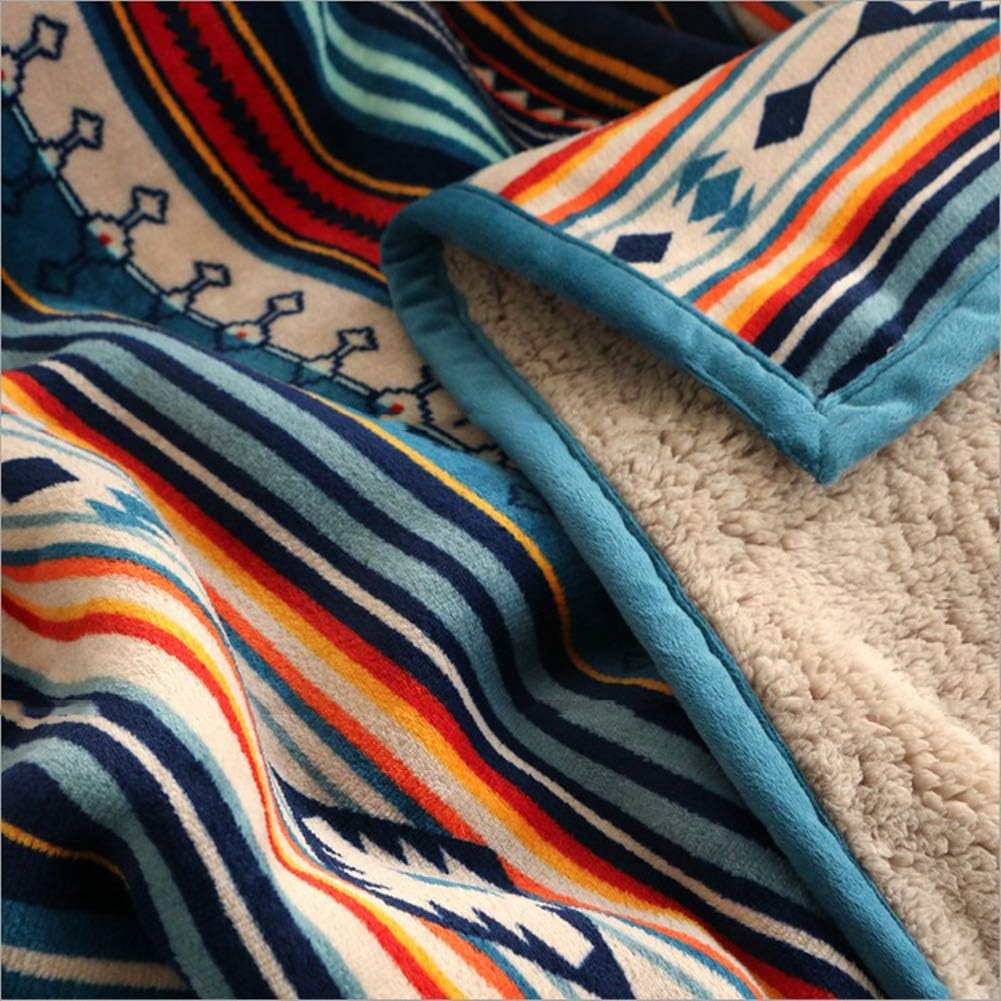 Ukeler Flannel Sherpa Throw 50'' x 60''- Bohemian Soft Plush Flannel Blanket Throws for Bed/Couch/Sofa/Office/Camping: Home & Kitchen