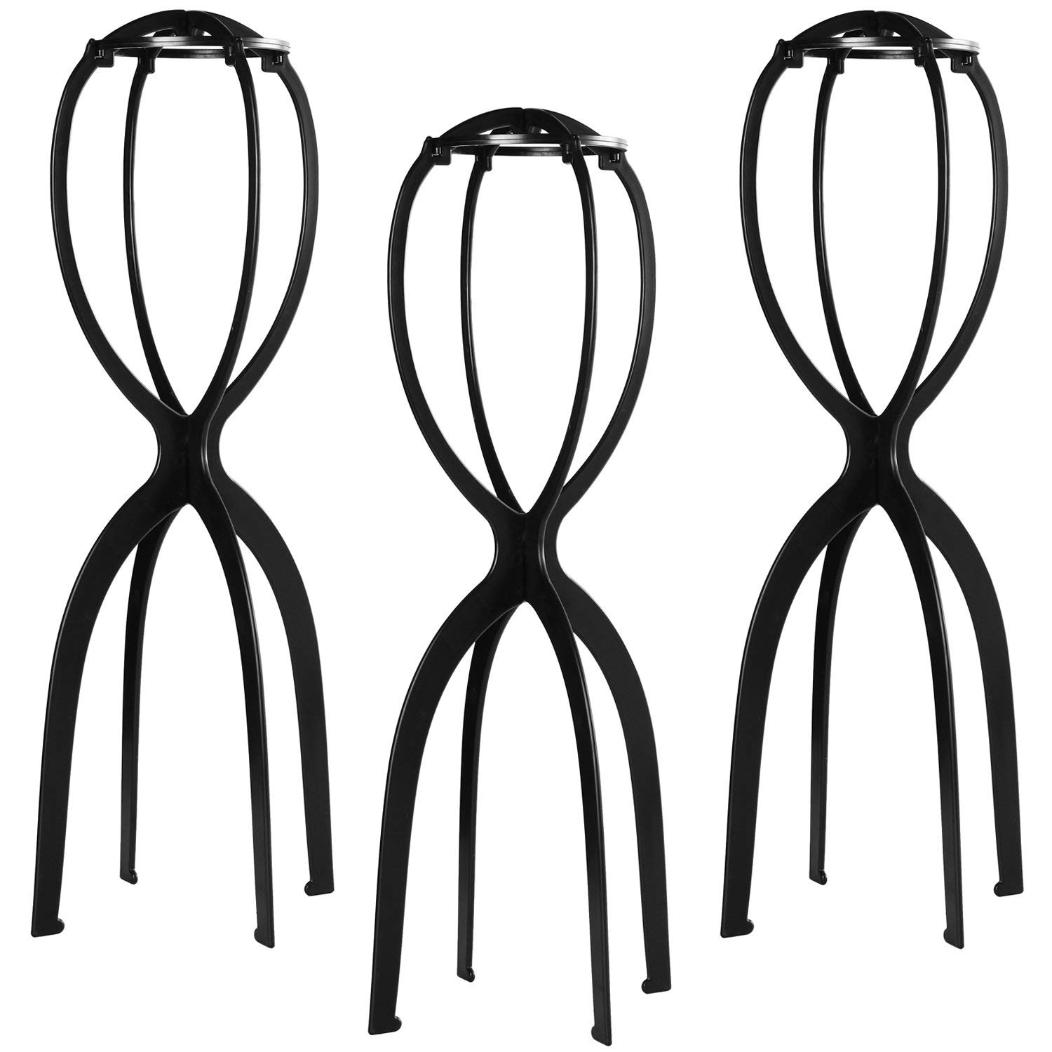 Dreamlover Wig Stand Head, Tall Wig Holder Stand, Black, 3 Pack