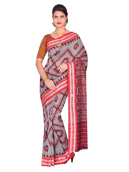 ODISHA HANDLOOM Womens Sambalpuri Cotton Saree With Blouse Piece (OHAUG2019-112_Green)