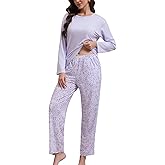 NoirEle Womens Pajama Set, Long Sleeve Pajamas Top and Pants Soft Pjs Set Soft Loungewear with Pockets,S-2XL