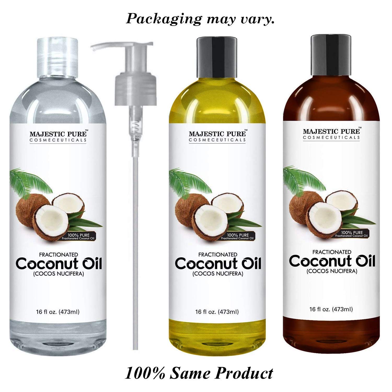 Majestic Pure Fractionated Coconut Oil, For Aromatherapy Relaxing Massage, Carrier Oil for Diluting Essential Oils, Hair & Skin Care Benefits, Moisturizer & Softener - 16 Ounces (Packaging May Vary) : Beauty