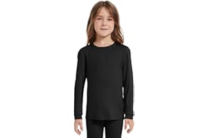 woolcano Kids Unisex 100% Merino Wool Base Layer Tops Lightweight Thermal Underwear Shirt