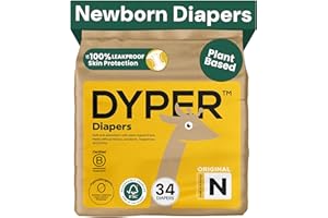 DYPER - Baby Diapers Hypoallergenic Cloth Alternative Day & Overnight Protection - Made with Plant-Based* & Skin-Friendly Ingredients - Size 0 (34 Count)