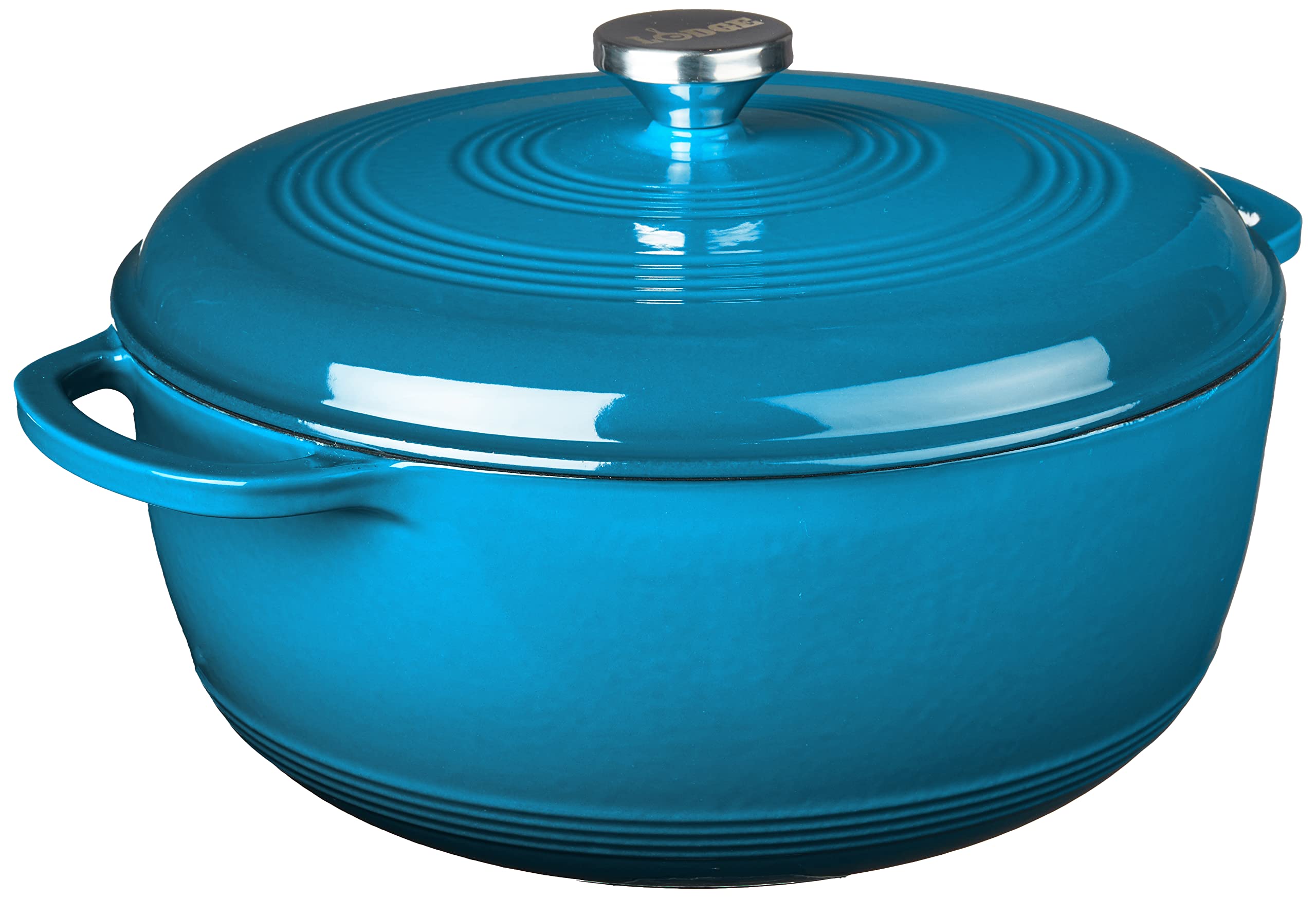 Lodge Essential Enamel Cast Iron Dutch Oven with Lid - Oven-Safe Enamel Cookware up to 500° F - Heat-Retaining Braising & Roasting Pot - Non-Toxic Cookware - 7.5 Quart, Blue Image