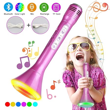 Bluetooth Karaoke Mikrofon, Tencoz Portable Drahtlose Handmikrofon Lautsprecher Player Kabellos Mikrofon mit Lautsprecher,Mik