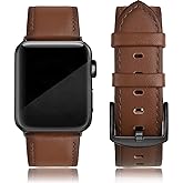 EDIMENS Leather Bands Compatible with Apple Watch 42mm 44mm Band Men Women, Vintage Genuine Leather Wristband Replacement Band Compatible for Apple Watch iwatch Series 6 5 4 3 2 1, SE Sports & Edition